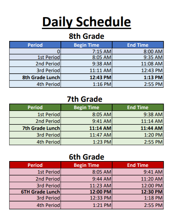 Schedules Webber Middle School